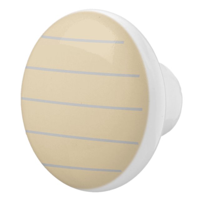 LIGHT BEIGE BACKGROUND WITH GREY HORIZONTAL LINES CERAMIC KNOB (Right)