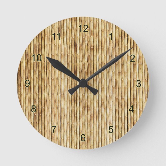 LIGHT BEIGE BAMBOO ROUND CLOCK (Front)