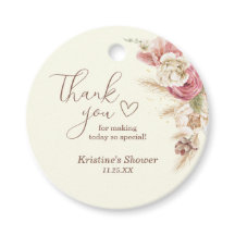 Light Beige Boho Floral Thank You Baby Shower