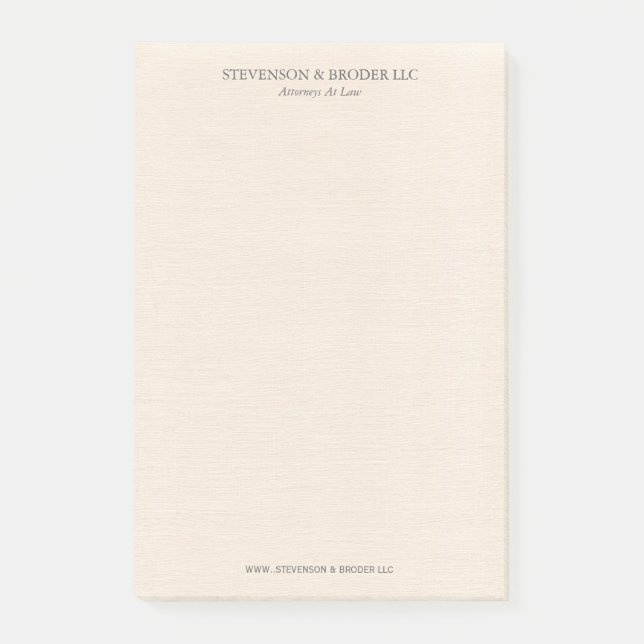 Light Beige Linen Texture Personalised Post-it Notes (Front)
