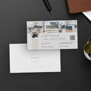 Light Beige Modern Minimalist Real Estate Photo Business Card