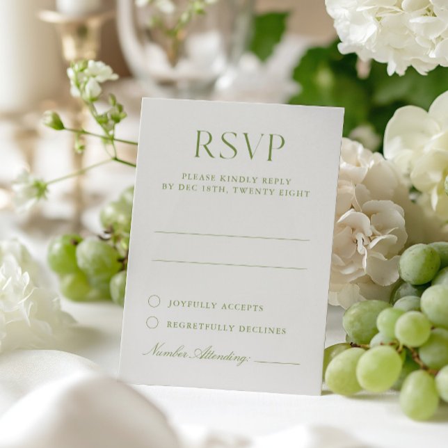 Light Beige & Sage Green Elegant Wedding RSVP Card (Light Beige & Sage Green Elegant Wedding RSVP Card)