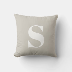 Light Beige Tan Initial Monogrammed Outdoor Pillow