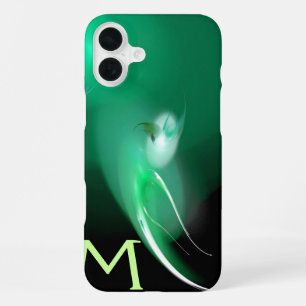 LIGHT BIRD / BLACK AND GREEN ABSTRACT MONOGRAM iPhone CASE