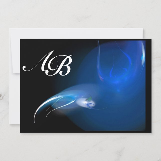 LIGHT BIRD IN BLUE MONOGRAM INVITATION (Front)