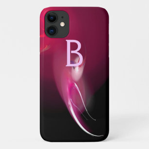 LIGHT BIRD / PINK FUCHSIA BLACK ABSTRACT MONOGRAM iPhone 11 CASE