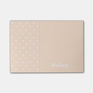 Light Bisque Polka Dot Personalised Post It Notes