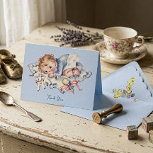 Light Blu Vintage Baby Boy Baby Shower Thank You