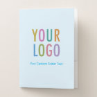 Light Blue 2-Pocket Folders Logo Personalised Bulk