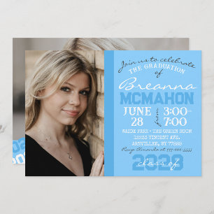 Light Blue 2 Toned Graduation 2 Photo Invitation