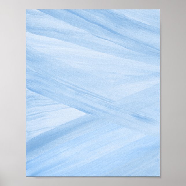 Light Blue Abstract Lines Brushstroke Art Poster (Front)