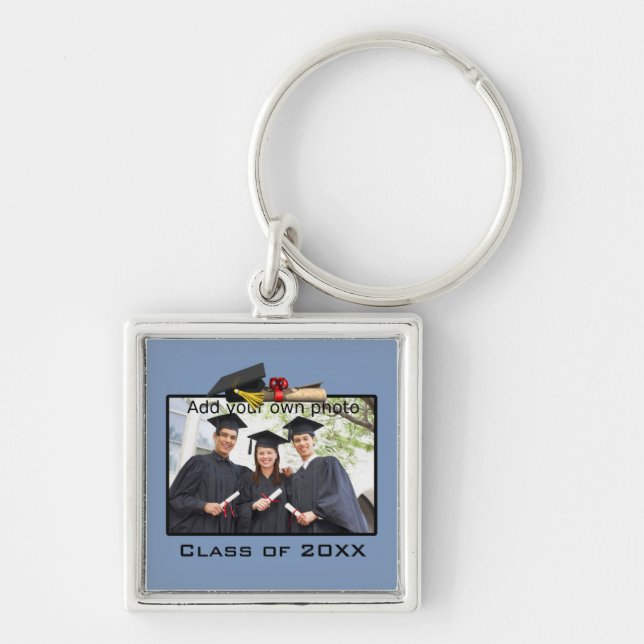 Light Blue Add your Photo / Year Graduation Key Ring (Front)