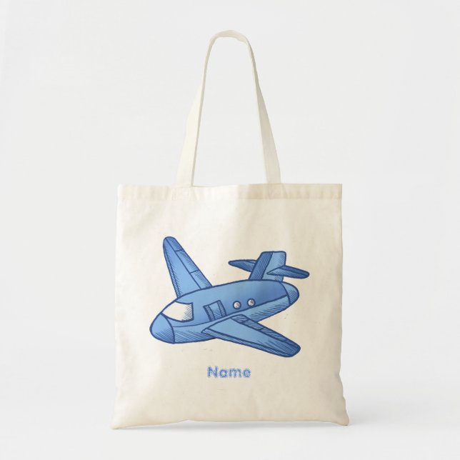 Light Blue Aeroplane Tote Bag (Front)