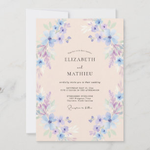 Light Blue Airy Floral Wedding Invitation