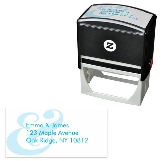 Light Blue Ampersand Wedding Return Address  Self-inking Stamp (In Situ)