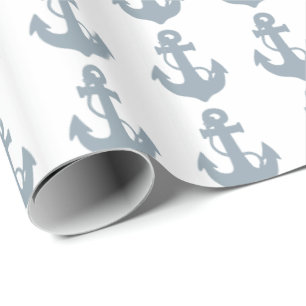 Light blue anchor wrapping paper