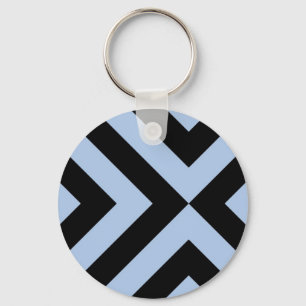Light Blue and Black Chevrons Key Ring