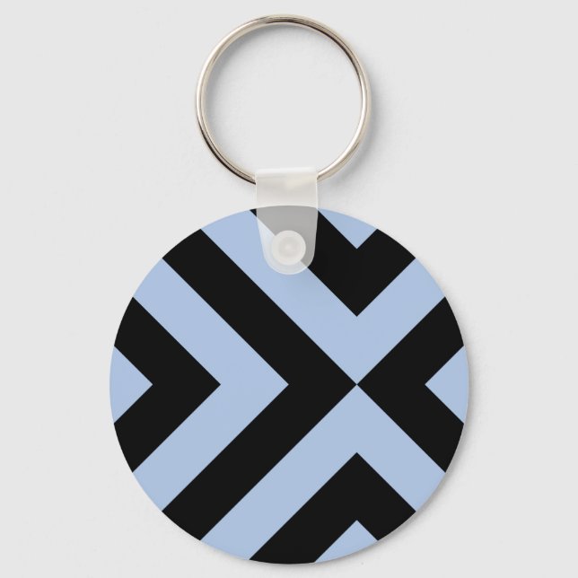 Light Blue and Black Chevrons Key Ring (Front)
