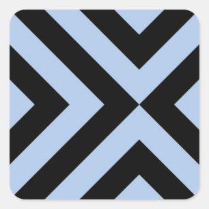 Light Blue and Black Chevrons Square Sticker