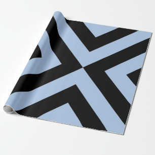 Light Blue and Black Chevrons Wrapping Paper