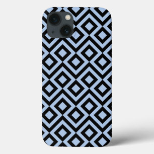 Light Blue and Black Meander iPhone 13 Case
