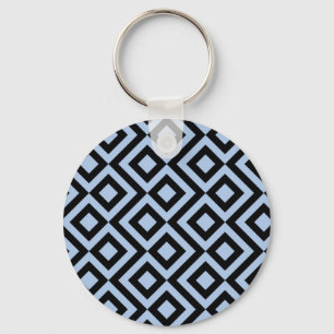 Light Blue And Black Meander Key Ring