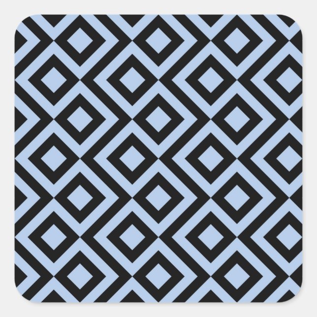 Light Blue And Black Meander Square Sticker (Front)