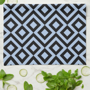 Light Blue And Black Meander Tea Towel