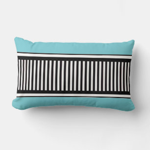 Light Blue and Black Polka Dot Lines Abstract Lumbar Cushion