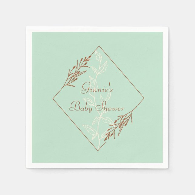 Light Blue and Brown Baby Shower Paper Napkin (Front)