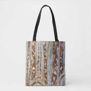 Light Blue and Brown Forest Tote Bag