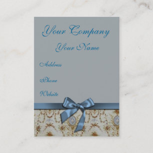 Light Blue and Cream Damask Business Card