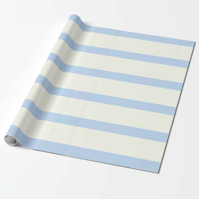 Light Blue and Cream Pencil Stripes Wrapping Paper (Unrolled)