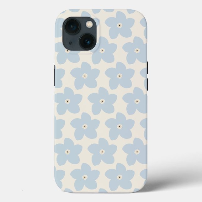 Light Blue And Cream Retro Flower Case-Mate iPhone Case (Back)
