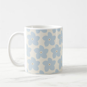 Light Blue And Cream Retro Flower Coffee Mug