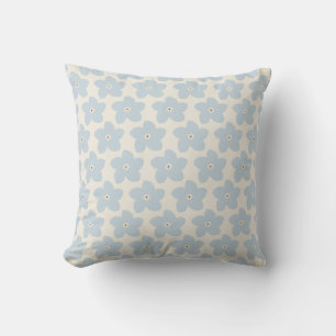 Light Blue And Cream Retro Flower Cushion