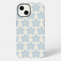 Light Blue And Cream Retro Flower