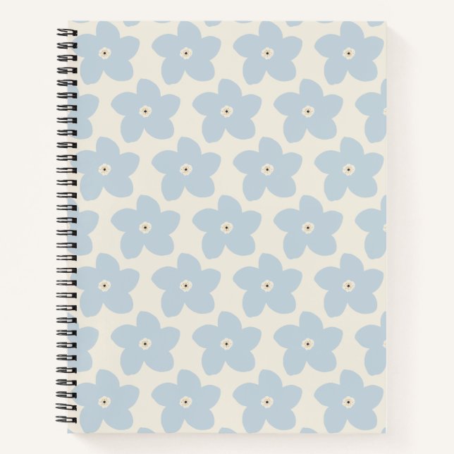 Light Blue And Cream Retro Flower Notebook (Front)