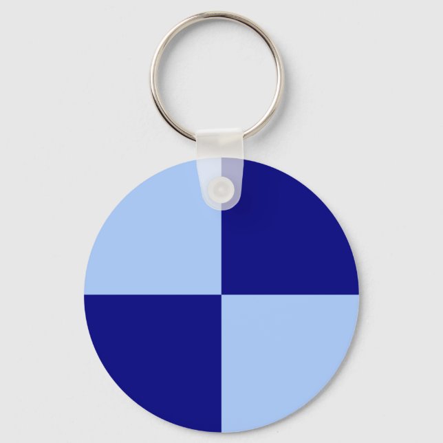 Light Blue and Dark Blue Rectangles Key Ring (Front)