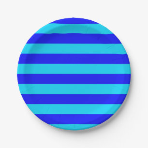 Light Blue and Dark Blue Stripes Design  Paper Plate