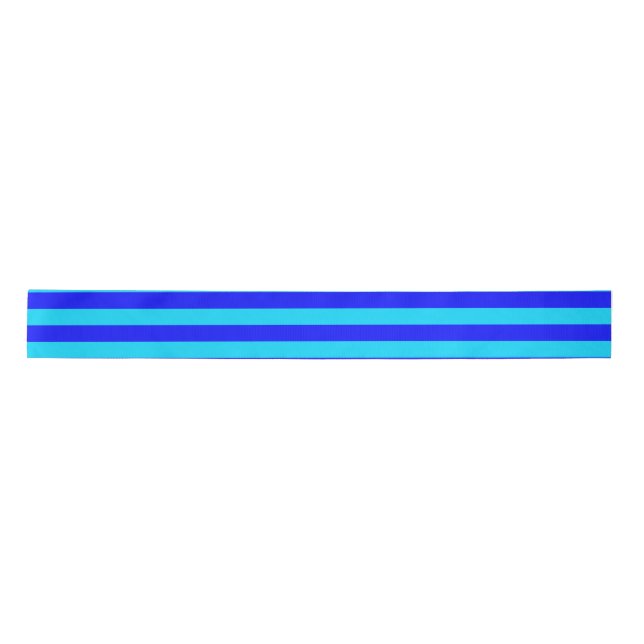 Light Blue and Dark Blue Stripes Design  Satin Ribbon (Front)