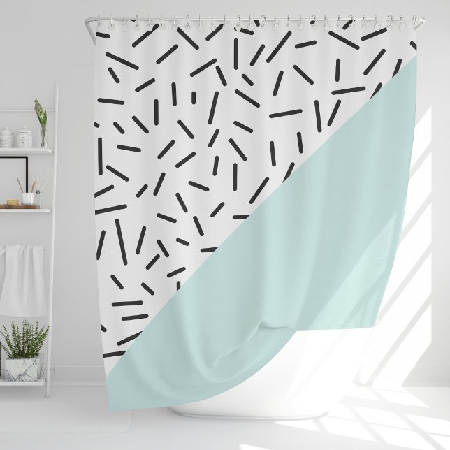Light Blue and Geometric Pattern Shower Curtain (Creator Uploaded)