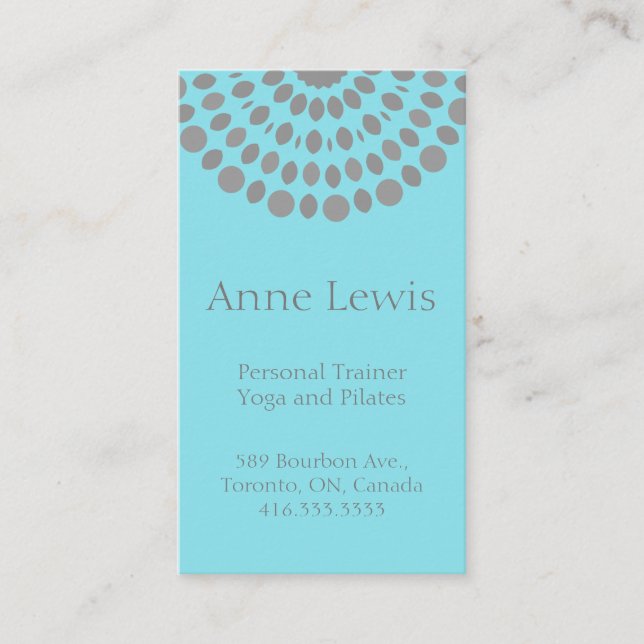 Light Blue and Grey Simple Mandala Business Card (Front)