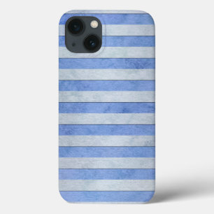 Light Blue and Grey Watercolor Stripes Pattern iPhone 13 Case