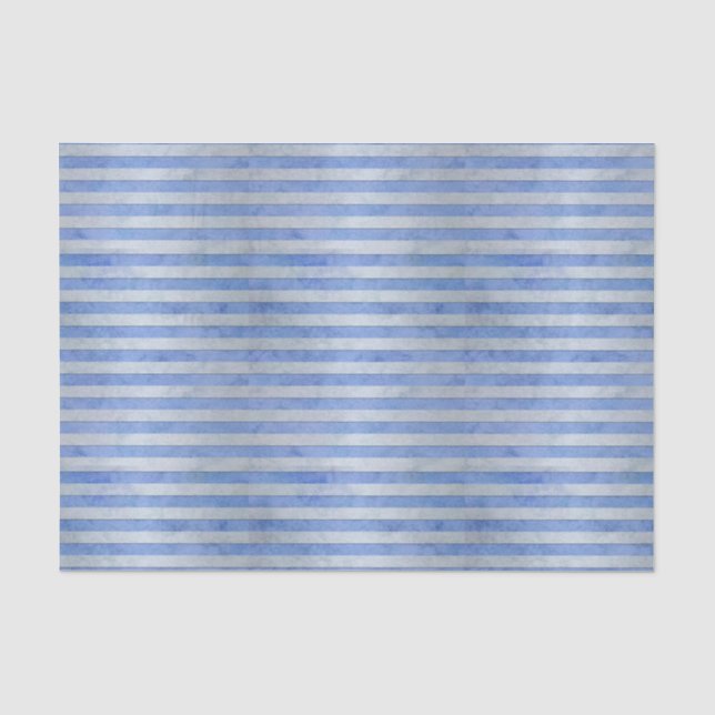 Light Blue and Grey Watercolor Stripes Pattern Tissue Paper (Front)