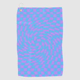 Light Blue and Lavender chequered art pattern  Golf Towel