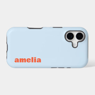 Light Blue and Orange Bold Retro Name Typography