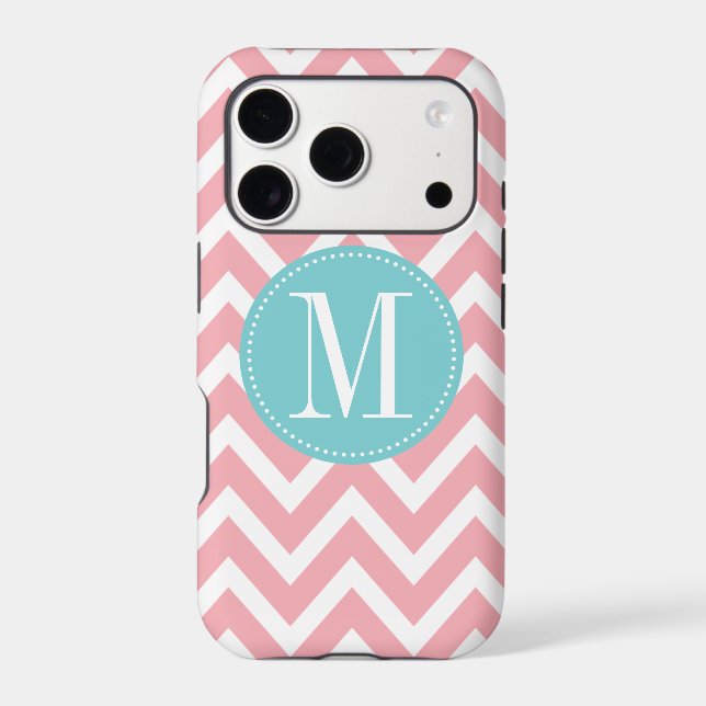 Light Blue and Pink Chevron Custom Monogram (Back)