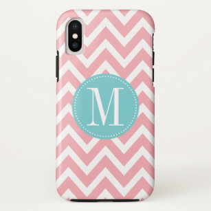 Light Blue and Pink Chevron Custom Monogram Case-Mate iPhone Case