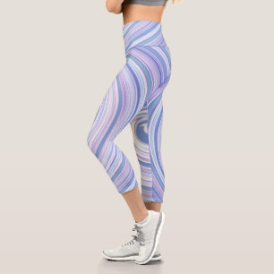 Light blue and pink spiral capri leggings